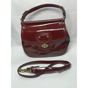 COACH Mini Willis Bag Crossbody Crimson Burgundy Patent Leather Purse #21246
